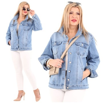 KATANA DAMSKA KURTKA JEANSOWA DUŻE ROZMIARY OVERSIZE SPORTOWA JEANS LUŹNA