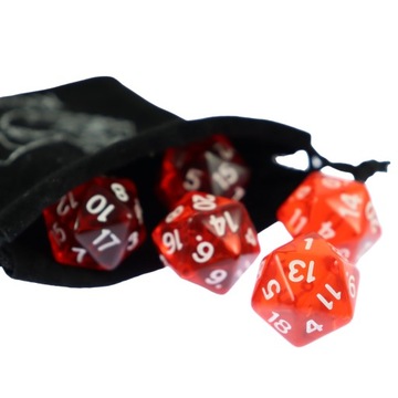ZESTAW 5 KOSTEK K20 RPG PŁYNNE ŻYCIE KOŚĆ DWUDZIESTOŚCIENNA