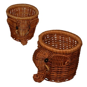 Przybornik wiklinowy organizer słonik pojemnik na biurko na długopisy