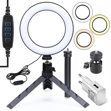 LAMPA PIERŚCIENIOWA LED RING MAKIJAŻ STATYW SELFIE