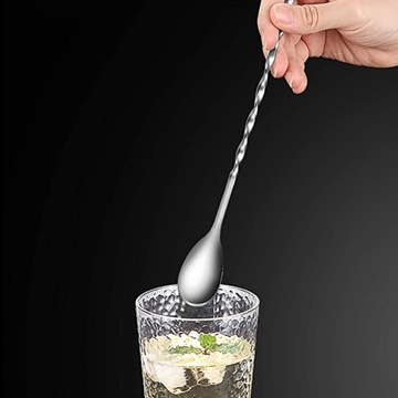 Спиральная барменская ложка с вилкой, сталь, 26 см.