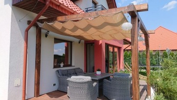 ВОДОНЕПРОНИЦАЕМЫЙ СОЛНЕЧНЫЙ ПАРУС, ИЗГОТОВЛЕННЫЙ, РАСШИРЯЕМЫЙ, СКАЧИВАЕМЫЙ ДЛЯ ПЕРГОЛЫ