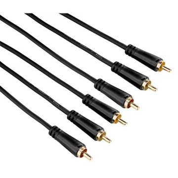 3x Cinch RCA wt/wt Gold 75-Ohm Ekran 3S 3m. HAMA