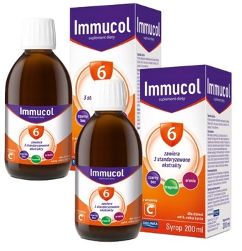 Immucol 6+ Bez Czarny Traganek Witamina C syrop 200 ml Na Odporność