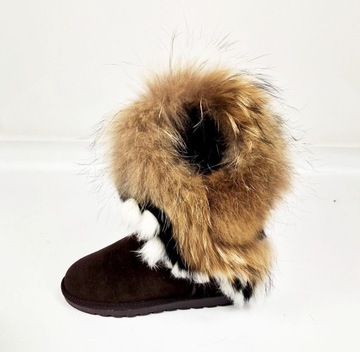 КОРИЧНЕВЫЕ КОЖАНЫЕ СНЕЖНЫЕ БОТИНКИ БОТИНКИ НА МЕХЕ 38