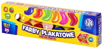 Szkolne farby plakatowe 13kol 20ml Astra