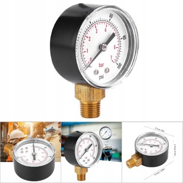 МАНОМЕТР BSPT 1/4 ДЮЙМА 0-100PSI