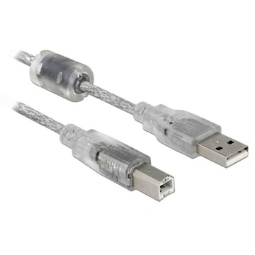 USB 2.0 AM-BM Ферритовый кабель 3 м, прозрачный