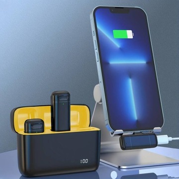 2 БЕСПРОВОДНЫХ МИКРОФОНА USB-C + ЧЕХОЛ POWERBANK