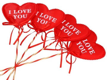 SERCE SERDUSZKA I LOVE YOU NA PIKU WALENTYNKI 4szt
