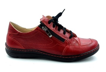Suwak piękne Wiązane buty 100% skóra 502 czerwony 37