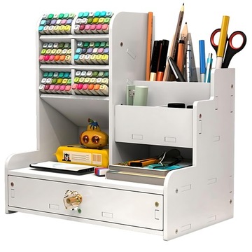 STYLOWY DREWNIANY ORGANIZATOR BIURKO WIELOFUNKCYJNY