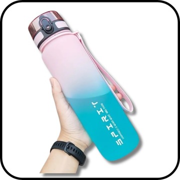 Bidon Fitness Siłownia 1000 ml Butelka motywacyjna RÓŻOWO-NIEBIESKA !!!