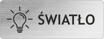 ŚWIATŁO tabliczka stal INOX 8x3 cm samoprzylepna