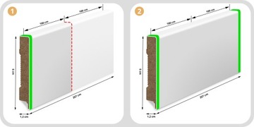 ДЕКОРАТИВНАЯ НАПОЛЬНАЯ ПЛАНКА МДФ БЕЛАЯ 60x12 мм Плинтус