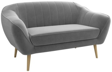Skandynawska 2 osobowa sofa wysokie nóżki pasy