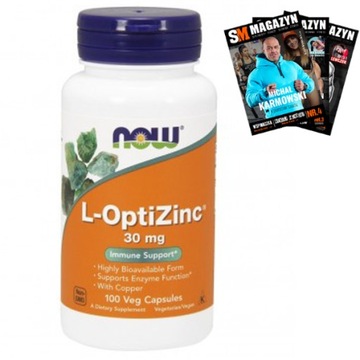 NOW FOODS L-OPTIZINC CYNK 30mg MIEDŹ 100 vkaps