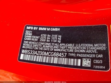 BMW Seria 4 G22-23-26 2021 BMW M4 COMPETITION 2021, od ubezpieczalni 3.0 Benzyna 503KM, zdjęcie 8