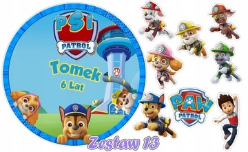 Zestaw Opłatek Psi Patrol z imieniem + 8 POSTACI
