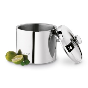 Большое ВЕДРО ДЛЯ ЛЬДА с щипцами СТАЛЬНОЙ БАНОК ДЛЯ ЛЬДА 3л С КРЫШКОЙ