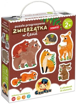 Puzzle Progresywne Zwierzątka w lesie 2+