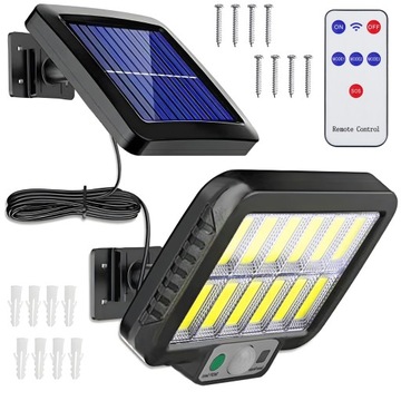 LAMPA SOLARNA LED CZUJNIK RUCHU COB PANEL + PILOT