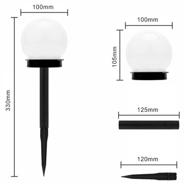 6x СВЕТОДИОДНАЯ СОЛНЕЧНАЯ САДОВАЯ ЛАМПА БЕЛЫЙ ШАР 10см