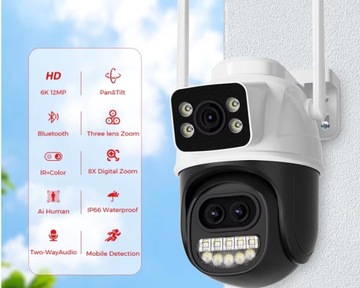 ВНЕШНЯЯ КАМЕРА С ПЕРЕКЛЮЧЕНИЕМ WIFI, 9 МП, 8-кратный ЗУМ, ICSEE ULTRA HD