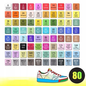 АЛКОГОЛЬНЫЕ МАРКЕРЫ 80 ШТ. Фломастеры, маркеры, фломастеры