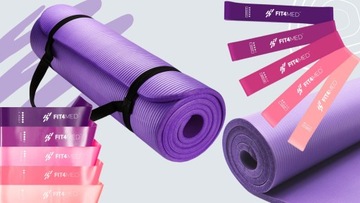 НАБОР ДЛЯ ДОМАШНИХ ТРЕНИРОВОК ФИТНЕС 5 РЕЗИНОВ ТОЛСТЫЙ КОВРИК ДЛИННЫЙ ТВЕРДЫЙ ПРОЧНЫЙ РЕЗИНА