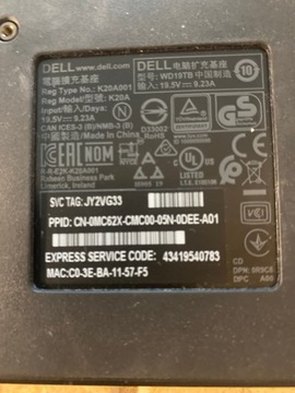 Док-станция Dell WD19TB USB-C/DP с блоком питания Dell мощностью 130 Вт и кабелем питания,