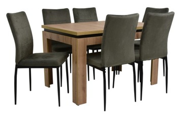 6 x krzesła OLIWKOWY velvet + duży stół do SALONU