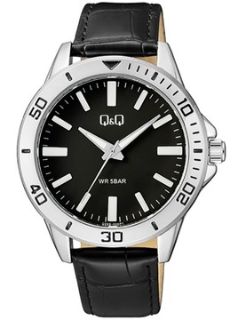 Zegarek męski na czarnym pasku Q&Q wodoodporny WR50