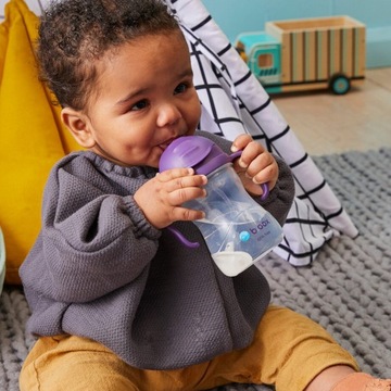 B.BOX БУТЫЛКА с трубочкой 240 мл КРУЖКА-дозатор БУТЫЛКА для детей - ВИНОГРАД