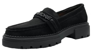 ТУФЛИ НА ПЛАТФОРМЕ ЗАМШЕВЫЕ ЧЕРНЫЕ МОКАСИНЫ 36