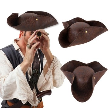 CZAPKA KAPELUSZ TRIKORN PIRATA PIRAT PIRACKI KAPITAN NEPTUN DLA DOROSŁYCH