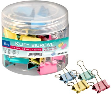 PASTELOWE KLIPSY DO PAPIERU SPINACZE TETIS 19MM