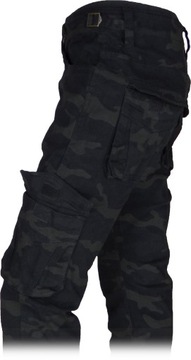 Черные брюки-карго с камуфляжным принтом W39 L32 Leon, растягивающиеся, регулируемые, таблица размеров