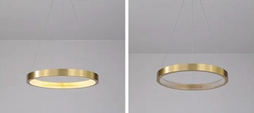 СОВРЕМЕННЫЙ ПОДВЕСНОЙ СВЕТОДИОДНЫЙ ПОТОЛОЧНЫЙ СВЕТИЛЬНИК ЛЮСТРА С ЗОЛОТЫМ КОЛЬЦОМ 60 СМ ТЕПЛАЯ