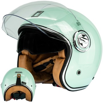 ELEGANCKI NEO-RETRO PASTELOWY SKÓRA KASK MOTOCYKLOWY SKUTER PREMIUM NOX XS