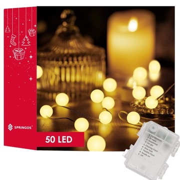 LAMPKI CHOINKOWE NA CHOINKĘ 7,5m KULKI LED BATERIE