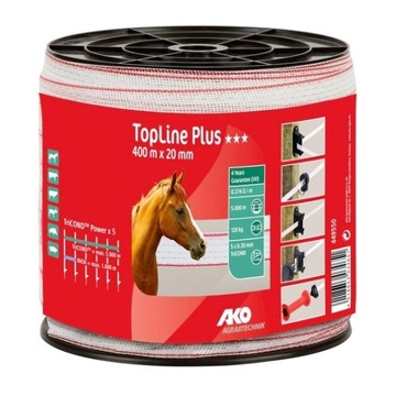 PASTUCH TAŚMA DLA KONI AKO Topline Plus 20mm/400 m