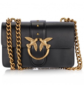 PINKO luksusowa listonoszka torebka damska LOVE MINI BLACK / GOLD NOWOŚĆ