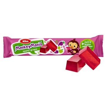 MONKEY MANIA GALARETKI JABŁKO WINOGRONO KLIM ŻELKI Z SOKIEM OWOCOWYM 39g