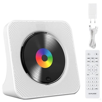 ODTWARZACZ PRZENOŚNY CD GŁOŚNIK BLUETOOTH RADIO AUX USB FM Z PILOTEM BIAŁY