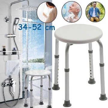 KRZESŁEM DO KĄPIELI DLA OSÓB STARSZYCH, REGULOWANYM WYSOKOŚCIĄ, 34-52 CM