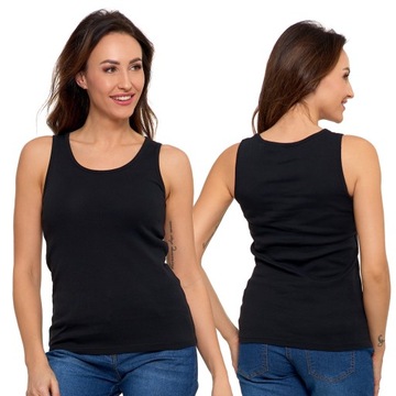 TANK-TOP KOSZULKA DAMSKA NA RAMIĄCZKACH BOKSERKA BAWEŁNA MORAJ XL CZARNA