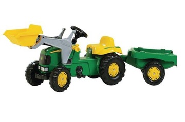 Педальный трактор Rolly Toys John Deere с ковшом и прицепом для детей 2–5 лет