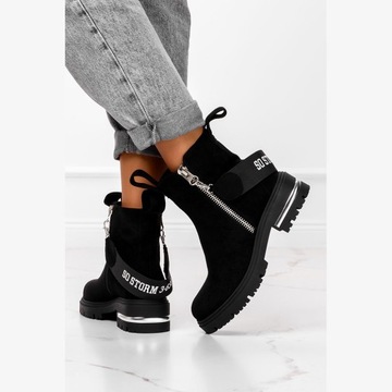 ЖЕНСКИЕ БОТИНКИ НА ПЛАТФОРМЕ С ДЕКОРАТИВНОЙ МОЛНИЕЙ 39