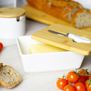 ФАРФОРОВАЯ САХАРНИЦА С БАМБУКОВОЙ КРЫШКОЙ САХАРНИЦА + ЛОЖКА
